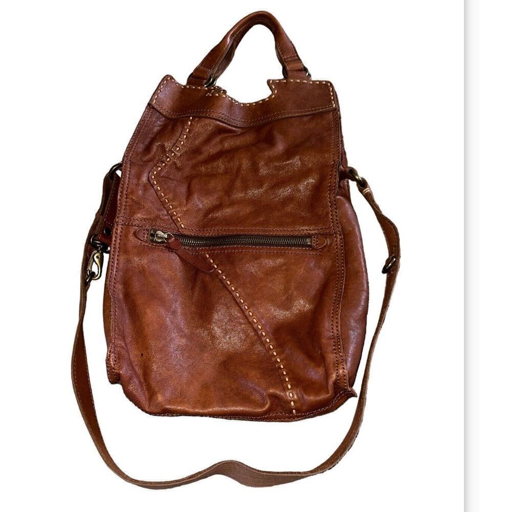 LUCKY BRAND Abbey Road BAG Leather BOHO Crossbody Messenger Brown Fold O…